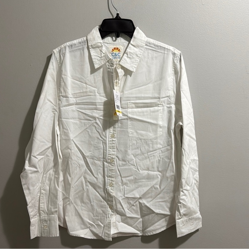 C&C California linen shirt white New! Size XS - Picture 2 of 9